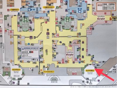 ポケモンスタンプラリー2019の東京駅のスタンプ設置場所の地図