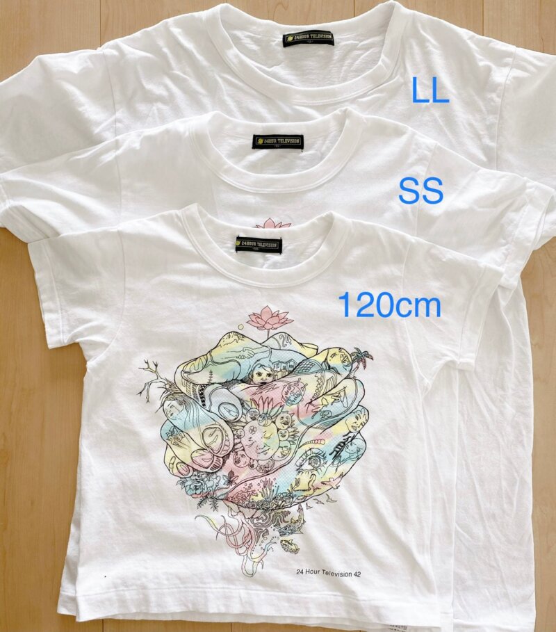 チャリTシャツのサイズ比較120cm・SS・LL【24時間テレビ】